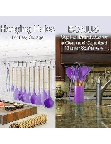 ⭐ Setx12 Utensilios SIlicona Antiadherentes Cocina