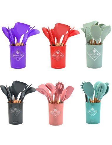 ⭐ Setx12 Utensilios SIlicona Antiadherentes Cocina