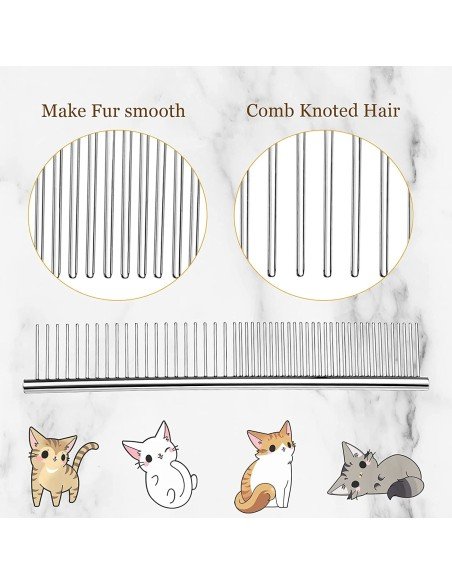 Peine Metálico para Mascotas de cerdas en acero inoxidable, pelo largo Peine Metálico para Mascotas de cerdas en acero inoxidable, pelo largo