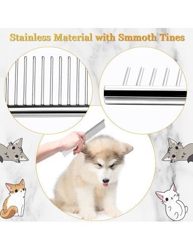 Peine Metálico para Mascotas de cerdas en acero inoxidable, pelo largo