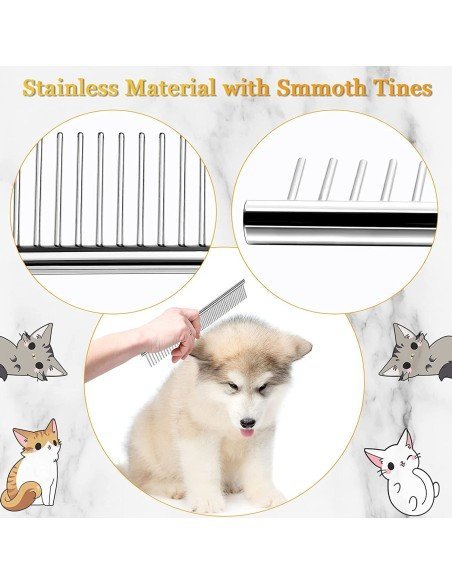Peine Metálico para Mascotas de cerdas en acero inoxidable, pelo largo Peine Metálico para Mascotas de cerdas en acero inoxidable, pelo largo