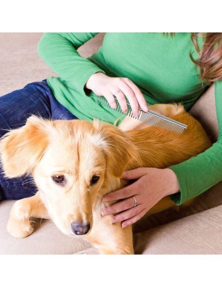 Peine Metálico para Mascotas de cerdas en acero inoxidable, pelo largo Peine Metálico para Mascotas de cerdas en acero inoxidable, pelo largo