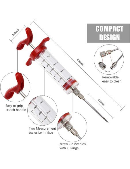 ⭐ Jeringa Inyector Adobo Pollo Pernil Pavo Relleno Cocina Parrilla Barbacoa