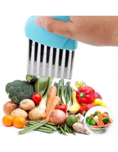 ⭐ Cortador Papas Onduladas + Trincho Tenedor Cebolla Vegetales