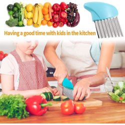 ⭐ Cortador Papas Onduladas + Trincho Tenedor Cebolla Vegetales