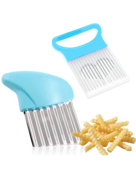 ⭐ Cortador Papas Onduladas + Trincho Tenedor Cebolla Vegetales