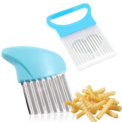 ⭐ Cortador Papas Onduladas + Trincho Tenedor Cebolla Vegetales