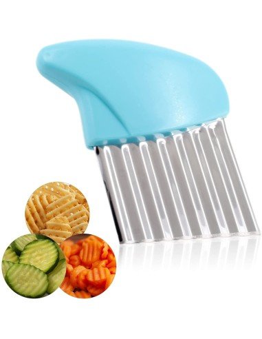 ⭐ Cortador Papas Onduladas + Trincho Tenedor Cebolla Vegetales