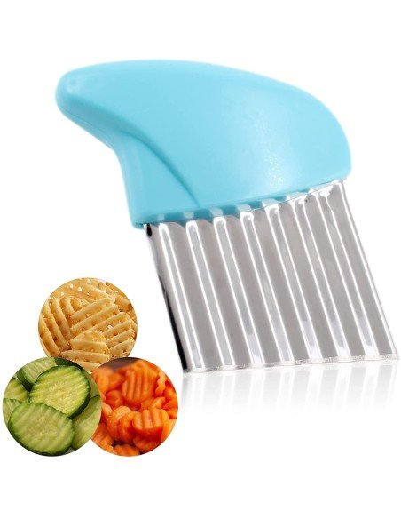 ⭐ Cortador Papas Onduladas + Trincho Tenedor Cebolla Vegetales