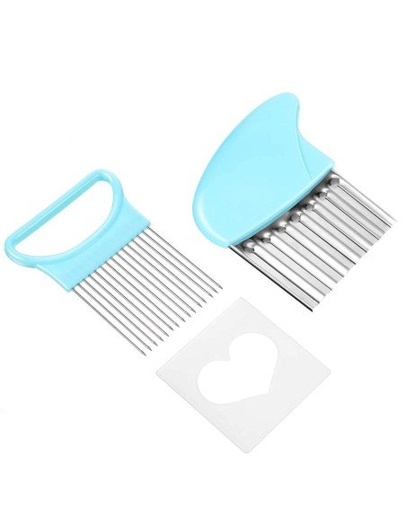 ⭐ Cortador Papas Onduladas + Trincho Tenedor Cebolla Vegetales