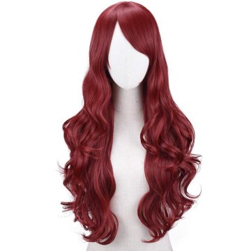 Peluca Cosplay Ondulada 65cm Kanekalon Rojo Vino