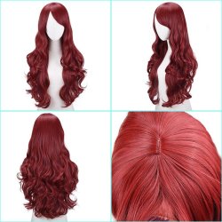 Peluca Cosplay Ondulada 65cm Kanekalon Rojo Vino