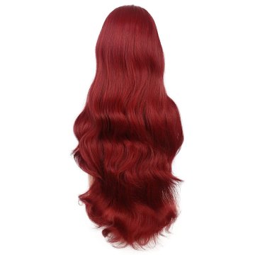 Peluca Cosplay Ondulada 65cm Kanekalon Rojo Vino