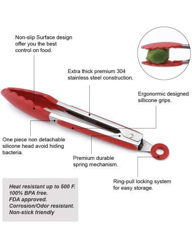 ⭐ Pinza en Acero y Silicona para Cocina BBQ tenaza barbacoa