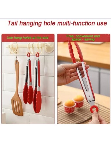 ⭐ Pinza en Acero y Silicona para Cocina BBQ tenaza barbacoa