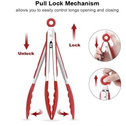 ⭐ Pinza en Acero y Silicona para Cocina BBQ tenaza barbacoa