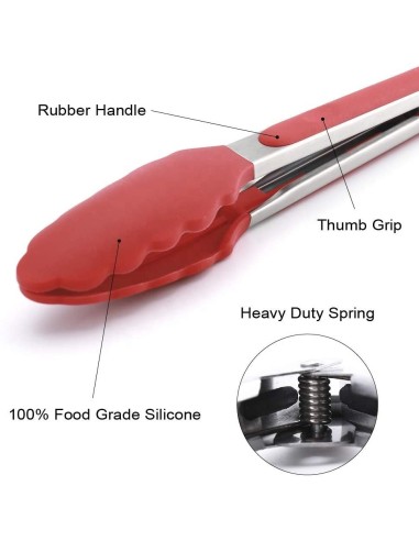 ⭐ Pinza en Acero y Silicona para Cocina BBQ tenaza barbacoa