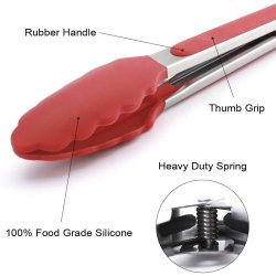 ⭐ Pinza en Acero y Silicona para Cocina BBQ tenaza barbacoa