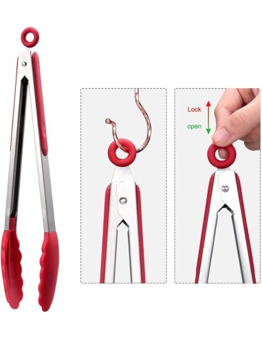 ⭐ Pinza en Acero y Silicona para Cocina BBQ tenaza barbacoa