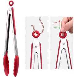 ⭐ Pinza en Acero y Silicona para Cocina BBQ tenaza barbacoa
