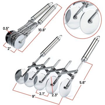 ⭐ Cortador De Pizza Hojaldras Pasta 5 Ruedas Acero Inoxidable