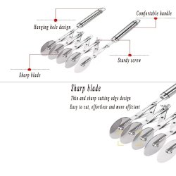 ⭐ Cortador De Pizza Hojaldras Pasta 5 Ruedas Acero Inoxidable