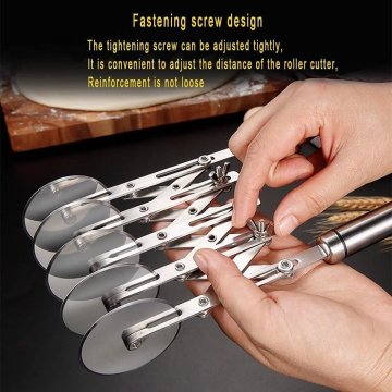 ⭐ Cortador De Pizza Hojaldras Pasta 5 Ruedas Acero Inoxidable