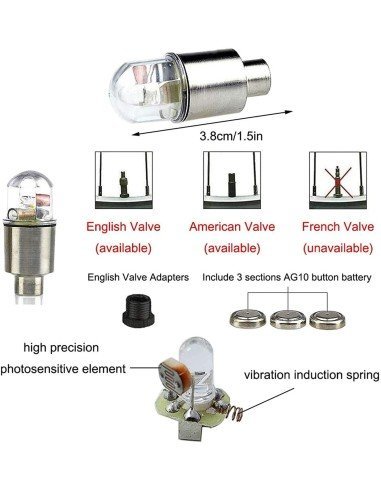 ⭐  Led Tapa Válvulas de llantas Flash