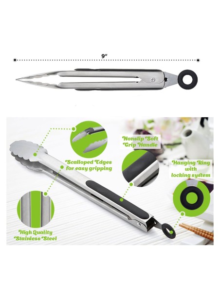 ⭐ Pinza en Acero para Cocina BBQ tenaza barbacoa Fritos ⭐ Pinza en Acero para Cocina BBQ tenaza barbacoa Fritos