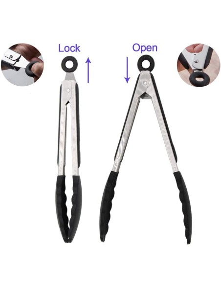 ⭐ Pinza en Acero y Silicona para Cocina BBQ tenaza barbacoa