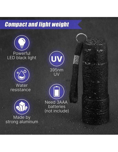 ⭐ Linterna Uv Led 12 Leds Ultravioleta Luz Negra Experimentos