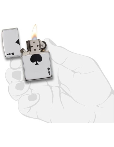 ⭐ Encendedor Zippo Stamp Lucky Ace - Plateado.  Zippo 24011