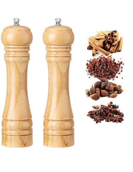 ⭐ Set x2 Molino D Sal Y Pimienta Madera 22cm Pimentero Premium ⭐ Set x2 Molino D Sal Y Pimienta Madera 22cm Pimentero Premium