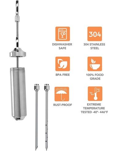 Kit Jeringa Inyector Acero Inoxidable Adobo Pollo Pernil Pavo Relleno Cocina