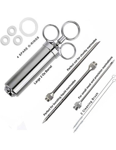 Kit Jeringa Inyector Acero Inoxidable Adobo Pollo Pernil Pavo Relleno Cocina