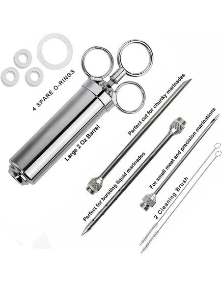 Kit Jeringa Inyector Acero Inoxidable Adobo Pollo Pernil Pavo Relleno Cocina