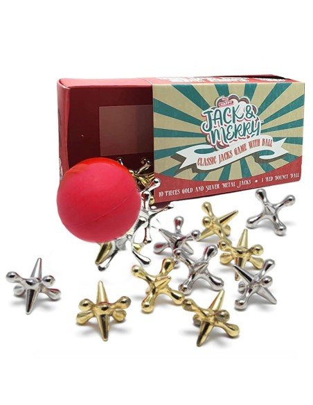 ⭐ Juego de Jacks Metálicos tradicional Yaxes mas bola loca, juego de piso
