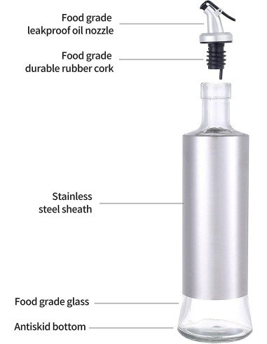 ⭐ Dispensador de Aceite o vinagre Aceitera en vidrio Dosificador 500ml