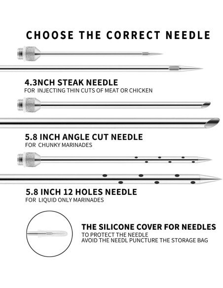 ⭐ Kit Jeringa Inyector Acero Inoxidable Adobo Pollo Pernil Pavo Relleno Cocina