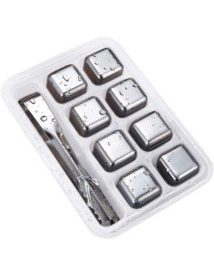 ⭐ Setx8 Cubos Hielo Reutilizable Bebidas Licor Acero Inox 2