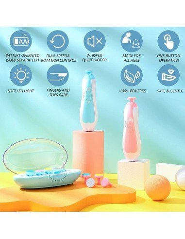 ⭐ Corta uñas Lima eléctrica Pulidor manicure bebé 6pz