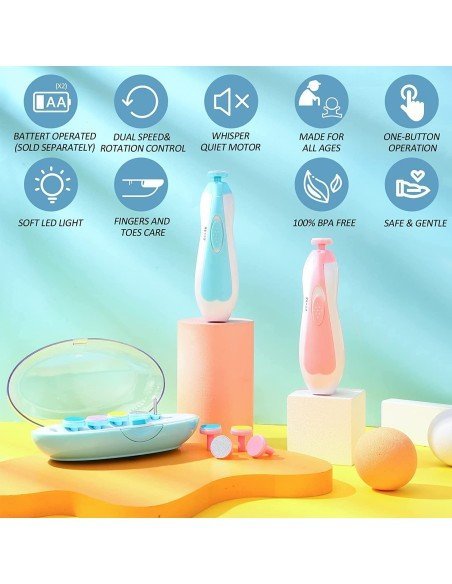 ⭐ Corta uñas Lima eléctrica Pulidor manicure bebé 6pz