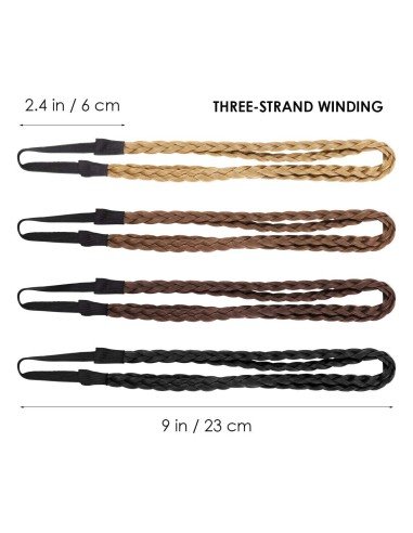 ⭐ Diadema Balaca Elástica Trenza Cabello Sintético