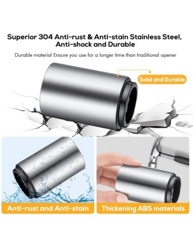 ⭐ Destapador Botella Magnético Automático De Acero Plateado