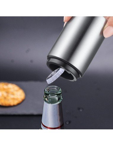 ⭐ Destapador Botella Magnético Automático De Acero Plateado