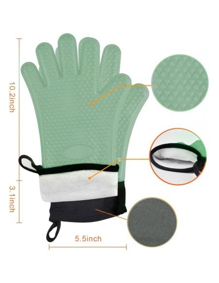 ⭐ Guantes BBQ Hornear Silicona Termo Resistente Calor ⭐ Guantes BBQ Hornear Silicona Termo Resistente Calor