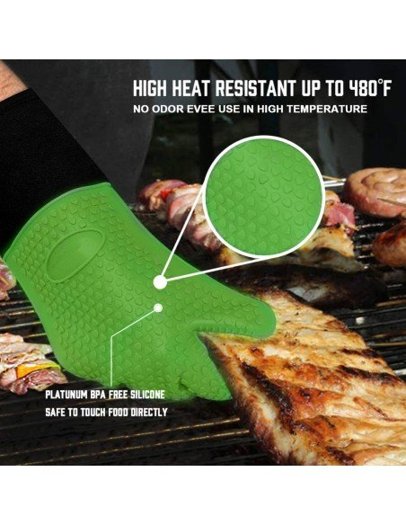⭐ Guantes BBQ Hornear Silicona Termo Resistente Calor ⭐ Guantes BBQ Hornear Silicona Termo Resistente Calor