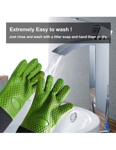 ⭐ Guantes BBQ Hornear Silicona Termo Resistente Calor