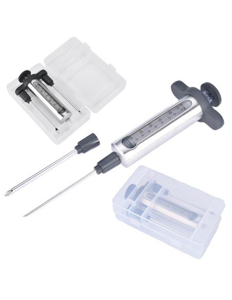 ⭐ Jeringa Inyector Sazonador De Carnes Agujas Adobar Pollo Pernil Pavo Relleno Cocina