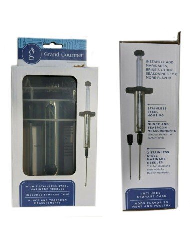 ⭐ Jeringa Inyector Sazonador De Carnes Agujas Adobar Pollo Pernil Pavo Relleno Cocina